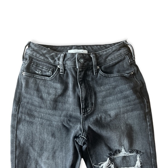 PacSun Women’s Distressed Busted Grey High Rise Mom Jeans, Size 23 - Picture 3 of 10